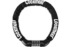 Looxmeer Candado Bicicleta Antirrobo, Cerradura Combinación 5 Dígitos, Bloqueo de Alta Seguridad, Candado de Cadena sin Llave, para Bici Moto Scooter, 90CM, Negro