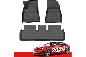 BASENOR 2019-2024 Tesla Model 3 Tapis de Sol 3D Ensemble de revêtements de Sol Avant et arrière Toutes Saisons Tapis de Sol Model 3 Highland Accessories