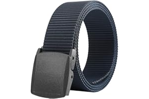 LionVII Ceintures Homme, Sangle en Toile Militaire Boucle en Plastique, Sans Trous Ceinture Réglable pour le Travail