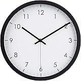 Amazon Basics, Orologio da parete, rotondo, classico, silenzioso, facile da leggere, a batteria, da 30.5 cm, nero