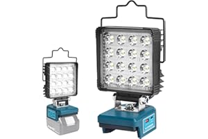 QUPERR Lampada cordless compatibile con batterie Makita 18V, 48W 5800LM LED work light, faretto portatile da cantiere con USB e Type-C per auto, campeggio ed emergenza (senza batteria)