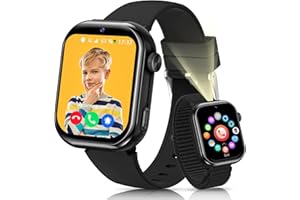AIMIUVEI 4G Smartwatch Bambini, 1,83''HD Orologio Smartwatch Bambini con GPS e Chiamate, Batteria da 800 mAh, Videochiamate, Chat Vocale, WiFi/LBS/SOS/SMS, Modalità Classe, Contapassi, Sveglia (Nero)