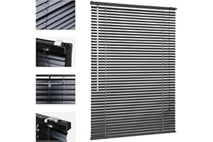 Sekey Klemmfix - Persiana para Ventanas sin Agujeros, láminas de Aluminio de 25 mm, con taladrar, Incluye Material de Montaje, persiana de Aluminio sin taladrar, 75 x 160 cm, Color Negro
