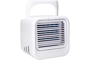 Silvergear® Mobile Klimaanlage | Mini Luftkühler | Kühlt mit Wasser oder Eiswürfeln | 3 Gebläsestufen | 7 Einstellbare LED-Lichtmodi | Tischventilator | Klimagerät | Weiß