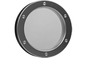 MLS Ojo de Buey B4000 AN, de Aluminio Robusto, Vidrio de Seguridad VSG, para Puertas de 40 mm de Espesor, Tornillos de Fijación Visibles en Ambos Lados, Aluminio Natural, Ø 350 mm, Vidrio Transparente