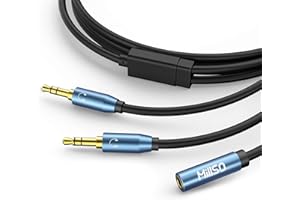 MillSO Kabel Audio Y Splitter 3,5 mm gniazdo jack 2 x 3,5 mm wtyczka jack TRS Stereo AUX adapter z pozłacanymi stykami 24K do smartfonów, komputerów, odtwarzaczy MP3, słuchawek, głośników – 2,4 m