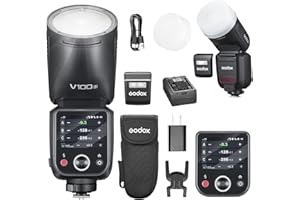 GODOX V100S Flash V100-S 100w Tête Ronde Touchscreen Lumière pour Sony,2.4G sans Fil avec éclair Externe et Global Shutter Speedlite Sync 1/80000s with VB30
