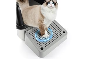 Bartuke Elevated Cat Litter Box Ramp, Steps Stairs for Cat Litter Box, Litter Filter Pedal for Kitten & Older Cats, Easy to Clean(Light grey)