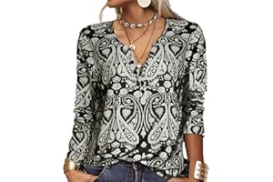 GRMLRPT Blusa para Mujer Manga Larga Camisa Cuello Redondo Botone Casual Top de Manga Larga Colorido Estampado Floral (Multicolor,S-XXL)