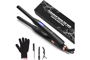 Mini Glätteisen, JAETON Haarglätter und Lockenstab 2 in 1 Glätteisen für kurzes Haar zum Locken und Glätten, Keramikbeschichtung, Schwimmendes Panel, LCD-Display 130-220°C, mit Handschuh