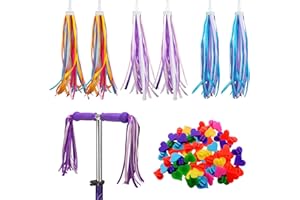 SYEYCW 3 Pares Serpentinas para Manillar de Bicicleta, con 35 Piezas Embellecedor de Radios en Forma de Corazón, Accesorios para Bicicletas para Bicicletas, Scooters y Triciclos para Niños y Niñas