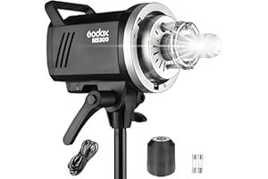 Godox MS300 Compact Studio Flash 300W 2.4G Monolight sans Fil avec Lampe de Modélisation 150W, Anti-Préflash Monture Bowens 5600 ± 200K CCT Temps de Recyclage 0.1Rec1.8S