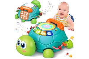 KAYBOLGE Baby Toys 6 to 12 Month Crawling Turtle Sensory Toys for 1 Year Old Babies Toddler kids Infant Girls Boys Musical Phone Learning Educational Lights/Music/Number Letter Christmas 1st Birthday Toy Gift