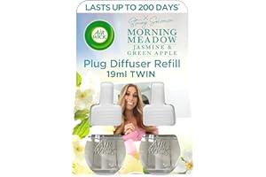 AIRWICK Air Wick Plug in Diffuser Twin Refill, Morning Meadow, Pack 2 x 19ml, Long Lasting Fragrance, Lasts up to 200 Days, Plug in Air freshener