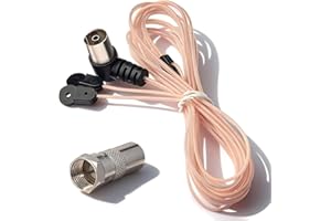 Bingfu FM Radio Antenna with Adapter 75 Ohm 1.7m/5.57ft and TV Male to F Male Connector for Onkyo Sherwood Yamaha Marantz Pioneer Oenon Panasonic Radio