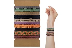 REEKNOKOL 20 Pcs Hair Ties, Boho Ponytail Holders Elastics Hair Ties No Damage Dark Hair Tie Bracelets for Women Girls Men Thick/Medium/Long Hair (4 Styles, 10 Colors)