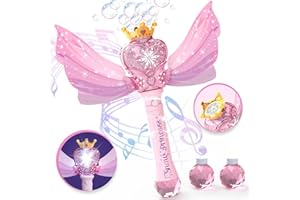 Gamez Jam Machine à Bulles pour Enfants avec Design de Baguette de Princesse, Fonctionne à Piles, Guirlandes Lumineuses, Musique & Lumières, Cadeaux pour Garçons & Filles