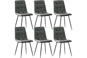 ANVOFONG Pack De 6 Sillas De Comedor,Tejido Técnico Sillas Cocina,con Base MetáLica Silla Acolchada,Sillas Salon,Adecuado para Comedores, Salones, Cocinas, Dormitorios,Gris Oscuro