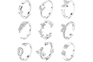 Milacolato 9PCS Bague D'orteil pour Femmes Summer Beach Bague À Bout Ouvert Avec Papillon Rose Fleur Réglable Teo Bagues Feuille Réglable Bagues D'orteil Ensemble De Bague Réglable pour Femmes