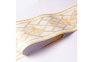 Banggo, Carta da parati per bordo impermeabile con motivo 3D, rimovibile, autoadesiva, per cucina, bagno, adesivo da parete, 10,6 x 500 cm, colore giallo