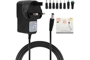 CEOXTHAO 9V 1A Universal Power Adapter Supply with 8 Interchangeable Tips, Guitar Pedal Power Supply, Universal Charger with Multiple Heads, AC/DC Charger, for Electric Cars, Routers, Keyboards, Audio Devices
