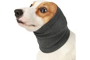 MEIAOBEST Dog Warm Neck and Ears Covers for Noise Protection Pet Knit Snood Headwear Hoodie Anti-Anxiety Bathing Grooming Reducing Noise (grey, S)