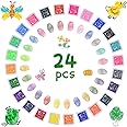 Vicloon Mini Craft Ink Pads, 24pcs Ink Stamp Pad, Finger Ink Pad Set Rainbow Stamp Pad Stamping Children, Coloured Fingerprint Ink Pad for Card Making, Rubber Stamps, Paper, Fabric (12 Colors)