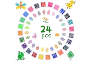 Vicloon Mini Craft Ink Stamp Pads, 24pc Set - Rainbow Colors for Card Making & Fabric Stamping