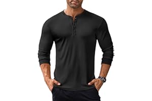 COOFANDY Langarmshirts für Herren Henley Shirt Longsleeve Tshirt mit Knopfleiste Langarm Shirt Long Sleeve T-Shirt Gerippt Henley Pullover