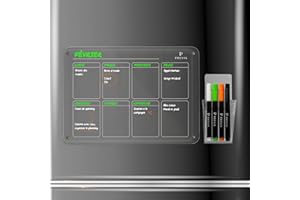 PREVIS BRAND Planning Frigo Magnetique Hebdomadaire Plexiglass Transparent A4(21X30CM) avec 4 Marqueurs Premium - Tableau Planner Frigo Transparent Acrylique -Idéal Pour une Organisation Minimaliste
