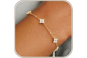 ZOERAY Bracelet Femme Argent Or en Trefle à 4 Feuilles Réglable Bracelet 18K Plaqué Or en Zircon Cubique Papillon Fleur Bracelets Amitié Parure Bijoux Idée Cadeau Marraine Anniversaire Femme Fille