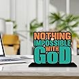 Artvibes Wooden Idols and Figurine Nothing is Impossible with God Motivational Quote Table Decoration for Office Desk | Home Decor | Living Room | Modern Art Wood Showpiece Gift Item (SP_1143)