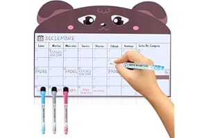 Box Commerce - Calendario Magnetico para Nevera Mascotas (Perro) - Pizarra Magnetica Nevera con 3 Rotuladores de Color - Ideal Planificador Mensual con Recordatorio, Lista de Compras, Menús (42x30 CM)