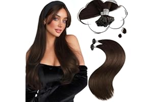 Moresoo Extension Capelli Veri Cheratina 55 cm Lungo Marrone Scuro Extension Cheratina Capelli Veri Invisibili Marrone Cioccolato Lisci #4 50g 50 Ciocche