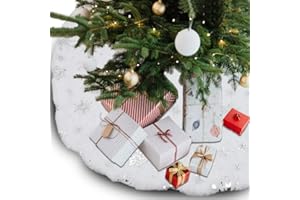 RANJIMA Weihnachtsbaum Decke, Groß Kunstfell Schneeflocken Weihnachtsbaum Teppich Rund Christbaumdecke 150 cm Weihnachtsbaumdecke Tannenbaum Unterlage für Weihnachtsdeko Urlaub Party Hochzeit Deko