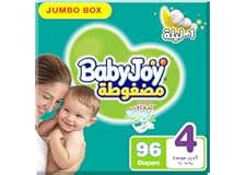 Babyjoy Compressed Diamond Pad, Size 4, Large, 10-18 Kg, Jumbo Box, 96 Diapers