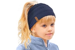 TOSKATOK Girl's Thermal Teddy Fleece Lined Ponytail Beanie Hat