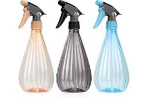 XKQYX 3 Pezzi Spruzzatore Acqua 600ml, Flacone Spray Acqua, Spruzzino Nebulizzatore Piante,Flaconi Spray Atomizzatore in Plastica, Vaporizzatore Acqua per Giardino, Parrucchiere, Piante-Arancione/Grigio/Blu