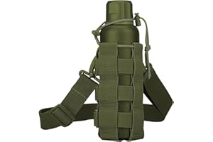Lvjkes Bolsa táctica para Botellas de Agua, Ajustable Mochila Jaula para Botella De Agua, Material de Nylon con cordón, Adecuado para Camping, Viajes, Senderismo (Verde Militar)