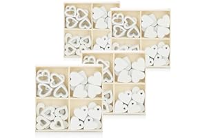 COM-FOUR® 128x Cuore piccoli decorazione - Cuoricini in legno in quattro motivi - cuori in legno per decorazioni tavola primavera, Pasqua, matrimoni (128 pezzi di cuore)