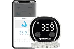 ‎SILVERGEAR Silvergear® Smart Körperumfangmaßband | Bluetooth Fitnessmaßband | Intelligentes Maßband mit App | Körpermaßband Muskelaufbau oder Schwangerschaftsbauch | Smart Körper-und Umfangmaßband Zoll-CM | Weiß