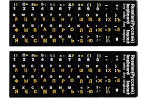 HILEYU English keyboard Replacement stickers Keyboard Stickers UK Non Transparent Black Stickers with White Letters Computer Keyboard Laptop Desktop Notebook Stickers Russian