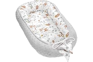 TOTSY BABY Réducteur Lit Bébé 90x50 cm - Cocoon Cale Bebe pour Lit Baby Nest Coton avec Minky Cerf Gris Clair