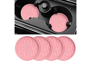 STLIAN Car Coasters for Cup Holders [4 Pack] - 2.75In Silicone Auto Mug Mats - Non-Slip Recessed Car Interior Accessories Pink