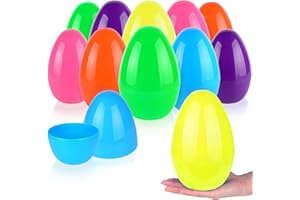 AniSqui 12 Pieces Large Plastic Eggs to Fill, 7.87" (20cm) x 5.12" (13cm) Giant Jumbo Plastic Eggs to Fill
