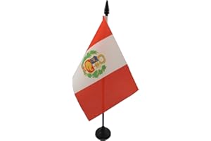 AZ FLAG Bandera de Mesa de Perú 15x10 cm - Banderina de Despacho Peruana 10 x 15 cm