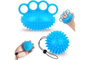 ELLECILA 2 Pcs Hand Grip Strengthener Finger Exerciser Training Ball for Patient Recovery Elderly Stroke Arthritis Physical Therapy Anxiety Stress Relief Pressure Squeeze for Hand Cramps and Recovery(Blue)