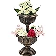 Taylor & Brown 2 Tier Antique Bronze Effect Flower Fountain Planter Pot Display Stand with Stable Base for Outdoor Garden, Balcony, Terraces, Patio and Decking