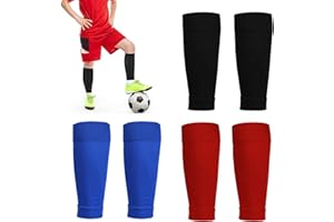 Belvanr 3 Paires Chaussettes de Protection Tibia de Football Enfant Chaussette Coupe Foot Chaussettes D'entraînement élastiques Chaussette Foot Enfant pour Garçons et Filles de 5 à 12 Ans pour Sport