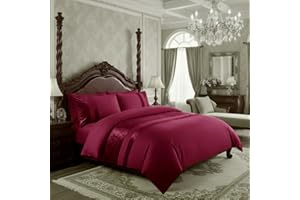 Casabella Luxury Crushed Velvet Panel Band Duvet Cover Sets with Pillow Case King Duvet Cover Bedding Set – Color burgundy Crush Velvet King Duvet Cover Sets